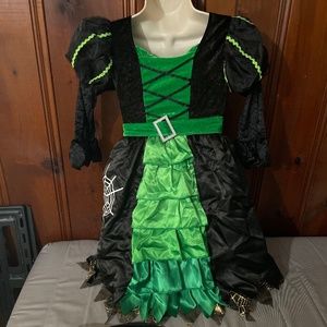 Poshetion Child Witch Lit Green & Black Velour Dress